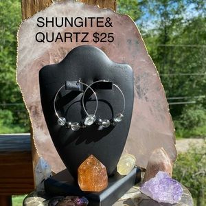 Sterling Silver Genuine Shungite/Quartz Earrings